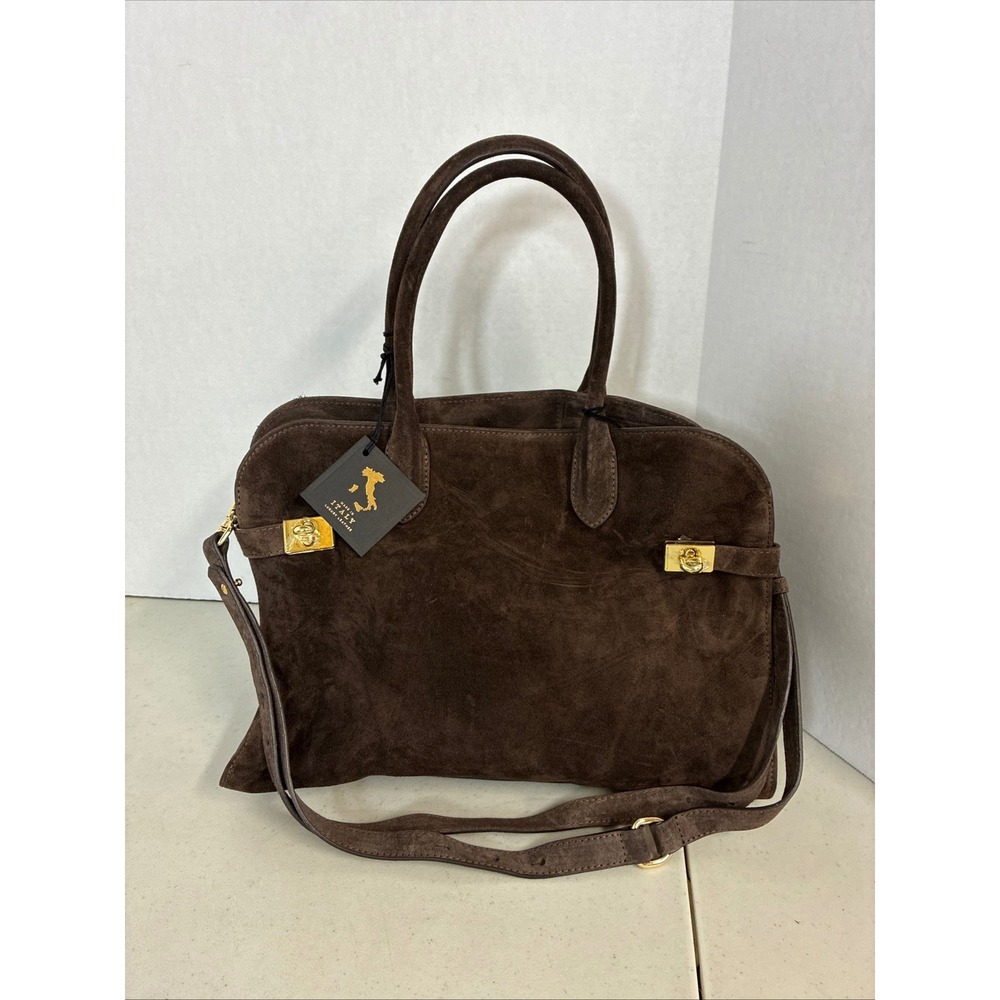 Claudia Firenze Brown Suede Leather Satchel Handbag Made in Italy NWT